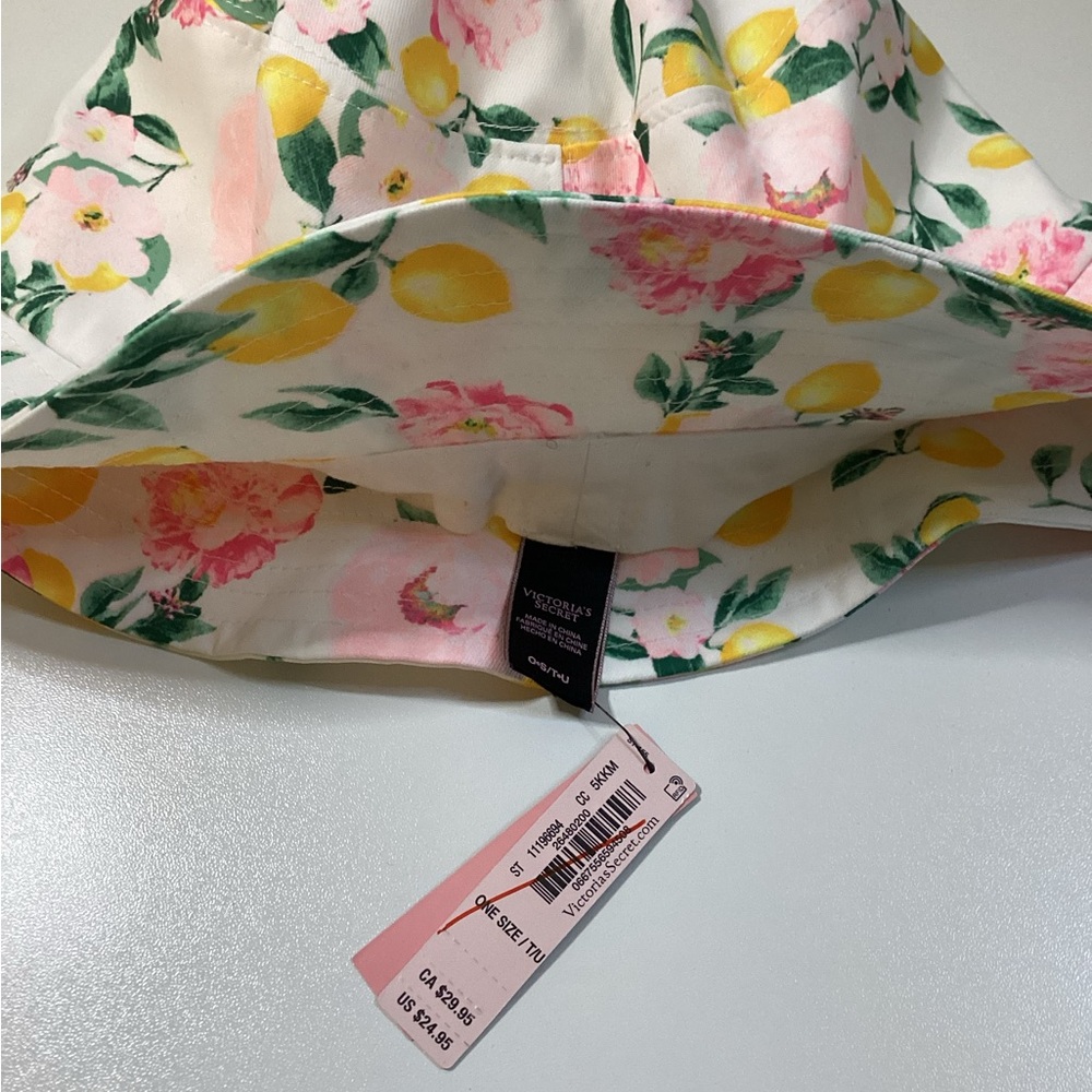 Victoria's Secret Pink and Yellow Floral Bucket Hat